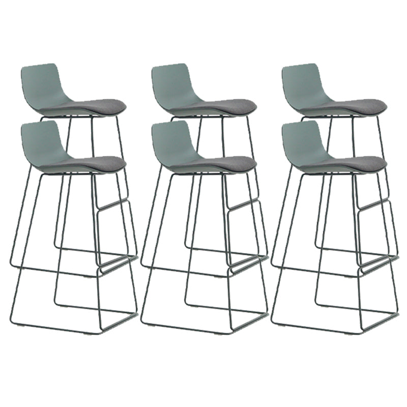 Industrial Indoor Armless Stool Plastic Bar Stool with Upholstered