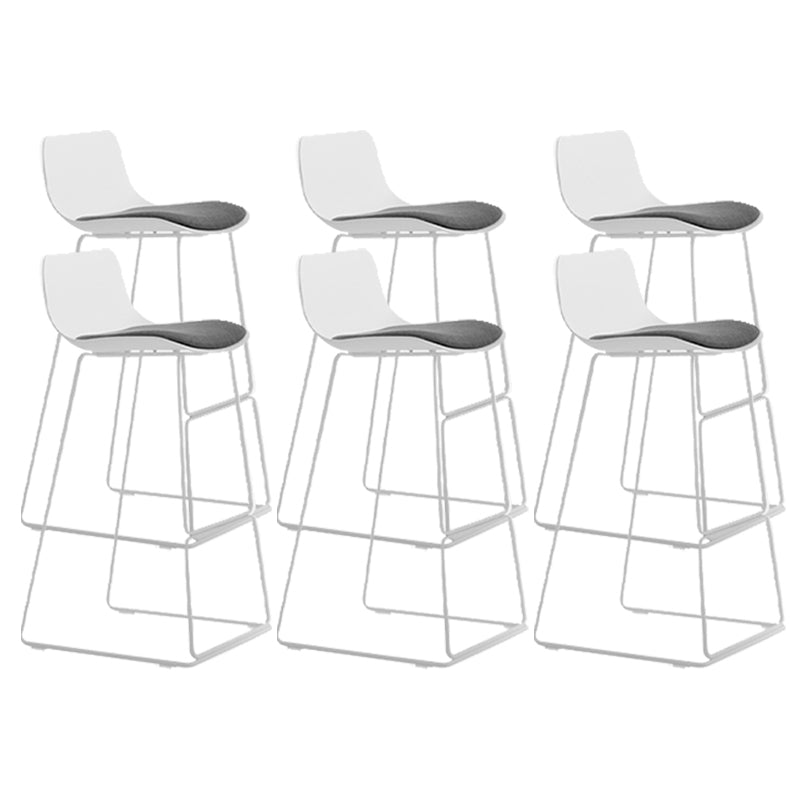 Industrial Indoor Armless Stool Plastic Bar Stool with Upholstered