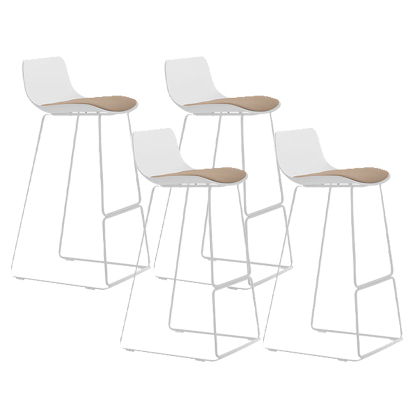 Industrial Indoor Armless Stool Plastic Bar Stool with Upholstered