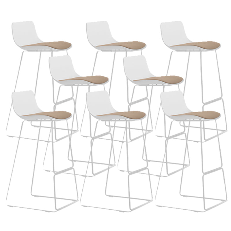 Industrial Indoor Armless Stool Plastic Bar Stool with Upholstered