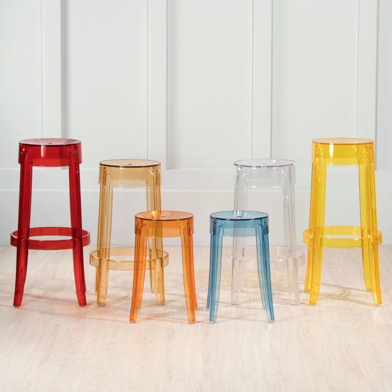 Industrial Backless Round Seat Acrylic Armless Bar Stool for Living Room