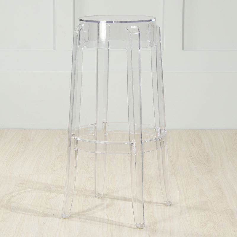 Industrial Backless Round Seat Acrylic Armless Bar Stool for Living Room
