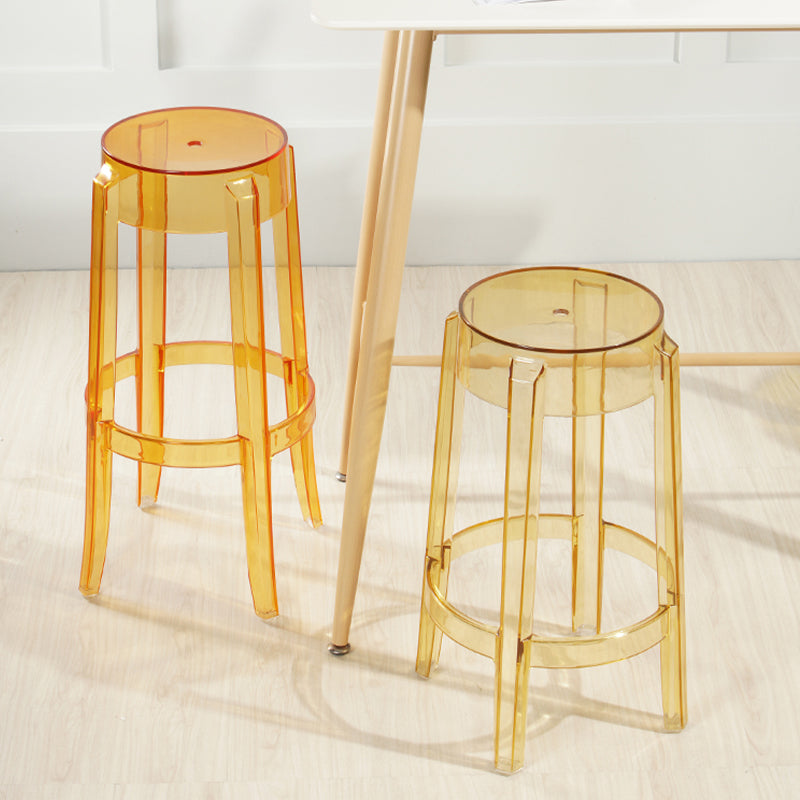 Industrial Backless Round Seat Acrylic Armless Bar Stool for Living Room