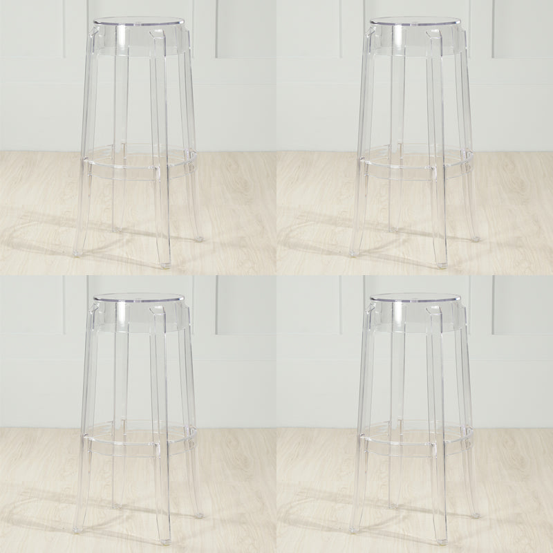 Industrial Backless Round Seat Acrylic Armless Bar Stool for Living Room