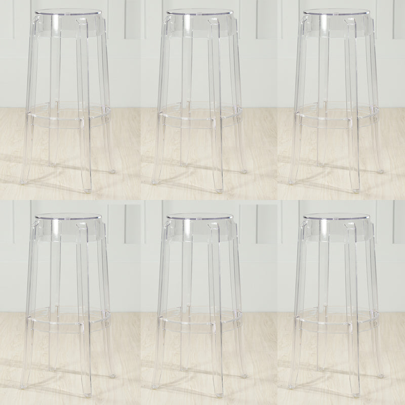 Industrial Backless Round Seat Acrylic Armless Bar Stool for Living Room