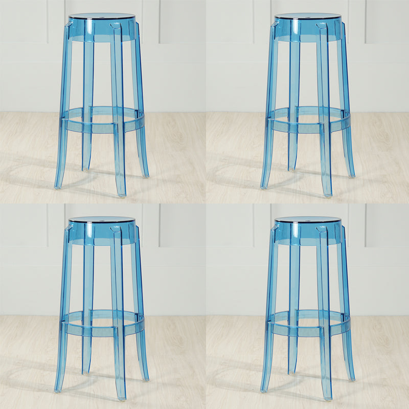 Industrial Backless Round Seat Acrylic Armless Bar Stool for Living Room