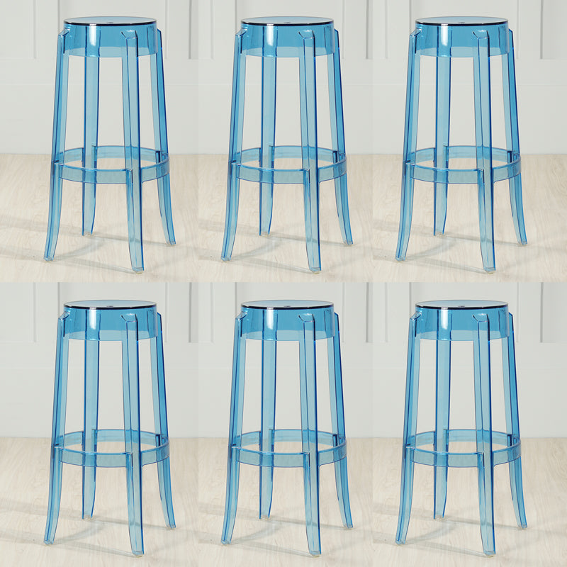 Industrial Backless Round Seat Acrylic Armless Bar Stool for Living Room