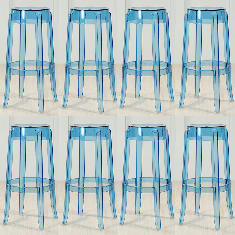 Industrial Backless Round Seat Acrylic Armless Bar Stool for Living Room