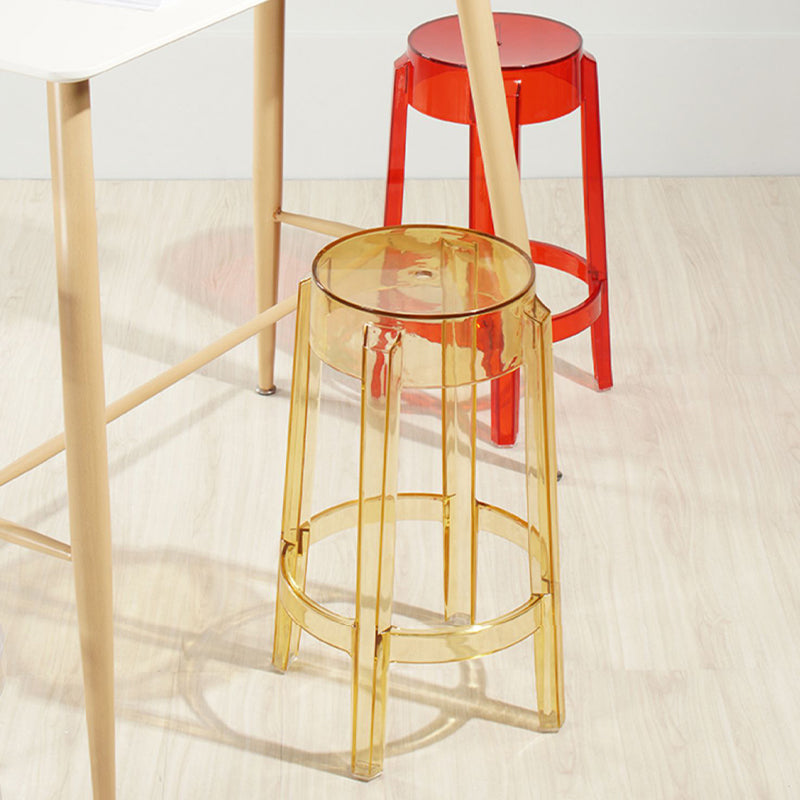 Industrial Backless Round Seat Acrylic Armless Bar Stool for Living Room