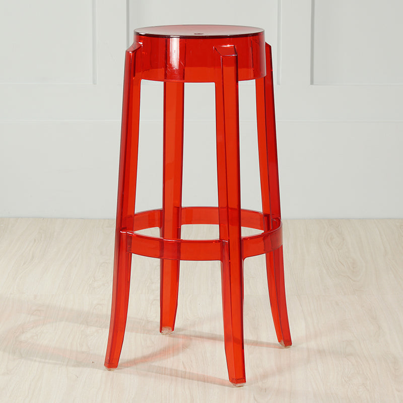 Industrial Backless Round Seat Acrylic Armless Bar Stool for Living Room