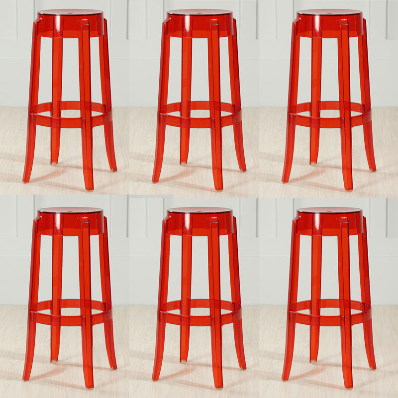 Industrial Backless Round Seat Acrylic Armless Bar Stool for Living Room