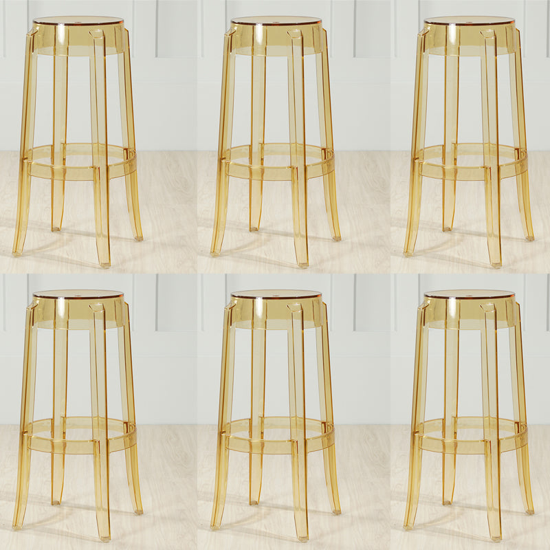 Industrial Backless Round Seat Acrylic Armless Bar Stool for Living Room