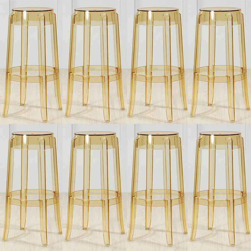 Industrial Backless Round Seat Acrylic Armless Bar Stool for Living Room