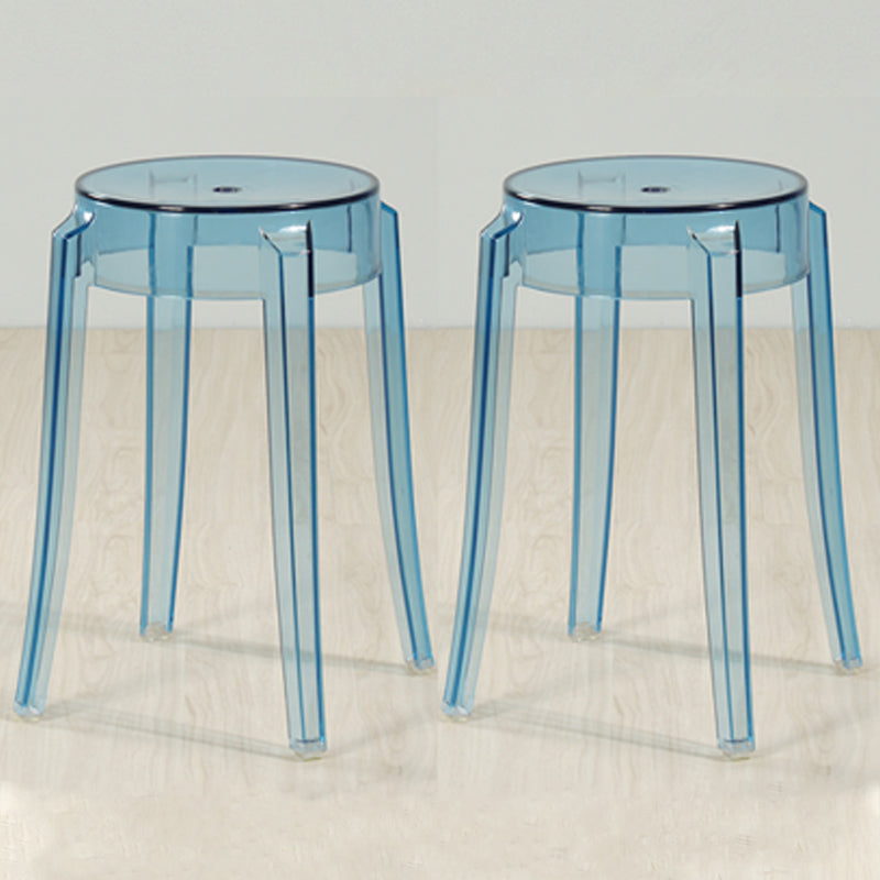 Industrial Backless Round Seat Acrylic Armless Bar Stool for Living Room