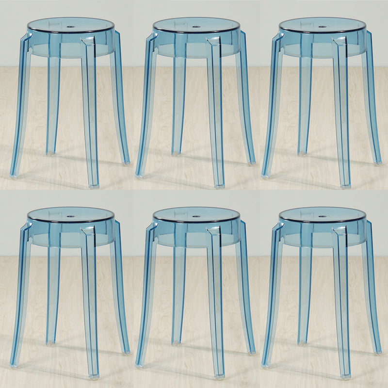Industrial Backless Round Seat Acrylic Armless Bar Stool for Living Room