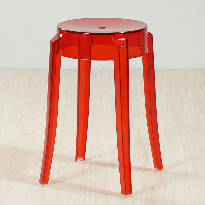 Industrial Backless Round Seat Acrylic Armless Bar Stool for Living Room