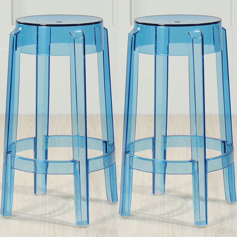 Industrial Backless Round Seat Acrylic Armless Bar Stool for Living Room