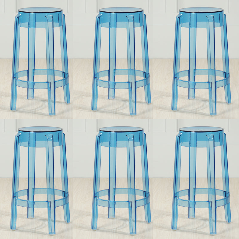 Industrial Backless Round Seat Acrylic Armless Bar Stool for Living Room