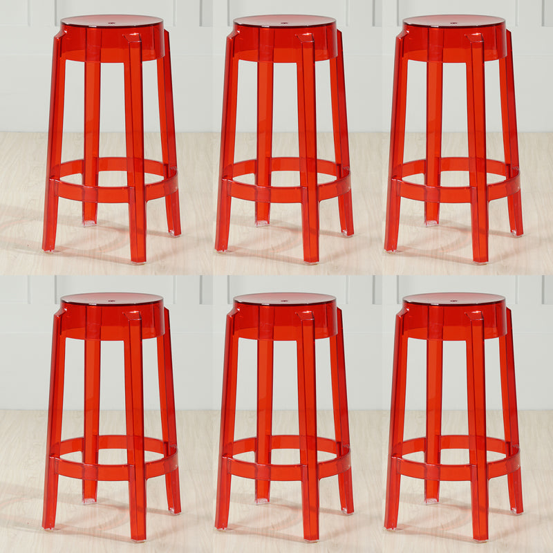 Industrial Backless Round Seat Acrylic Armless Bar Stool for Living Room