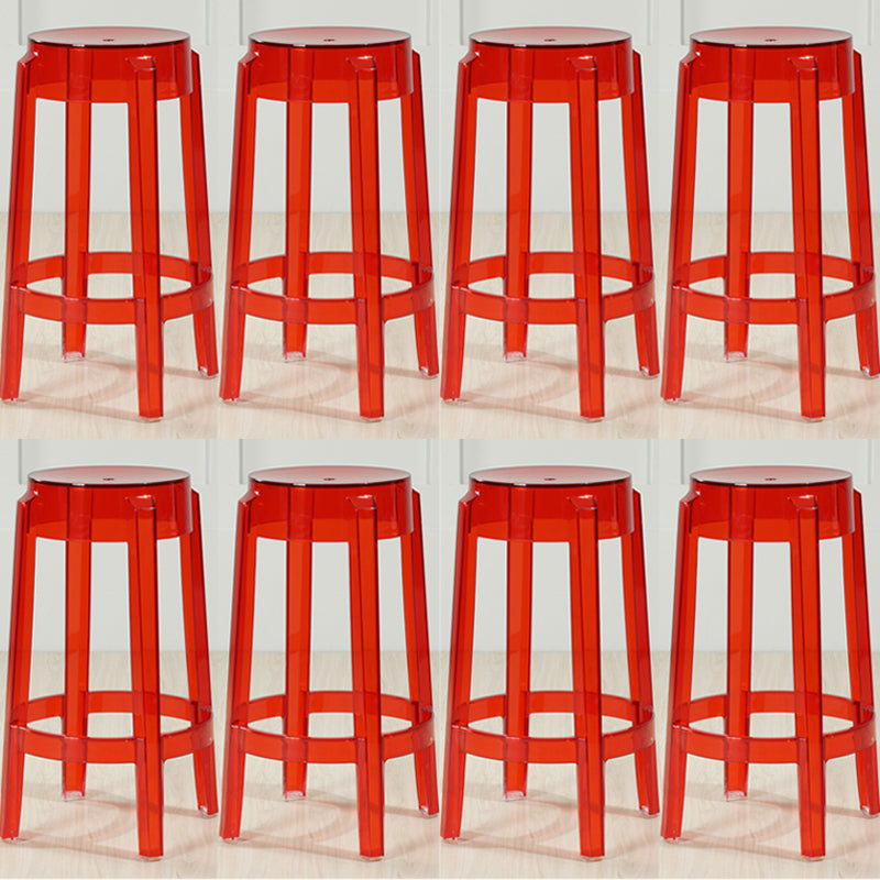 Industrial Backless Round Seat Acrylic Armless Bar Stool for Living Room