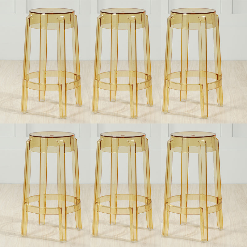 Industrial Backless Round Seat Acrylic Armless Bar Stool for Living Room