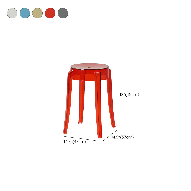 Industrial Backless Round Seat Acrylic Armless Bar Stool for Living Room