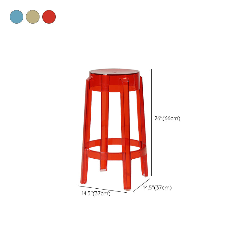 Industrial Backless Round Seat Acrylic Armless Bar Stool for Living Room