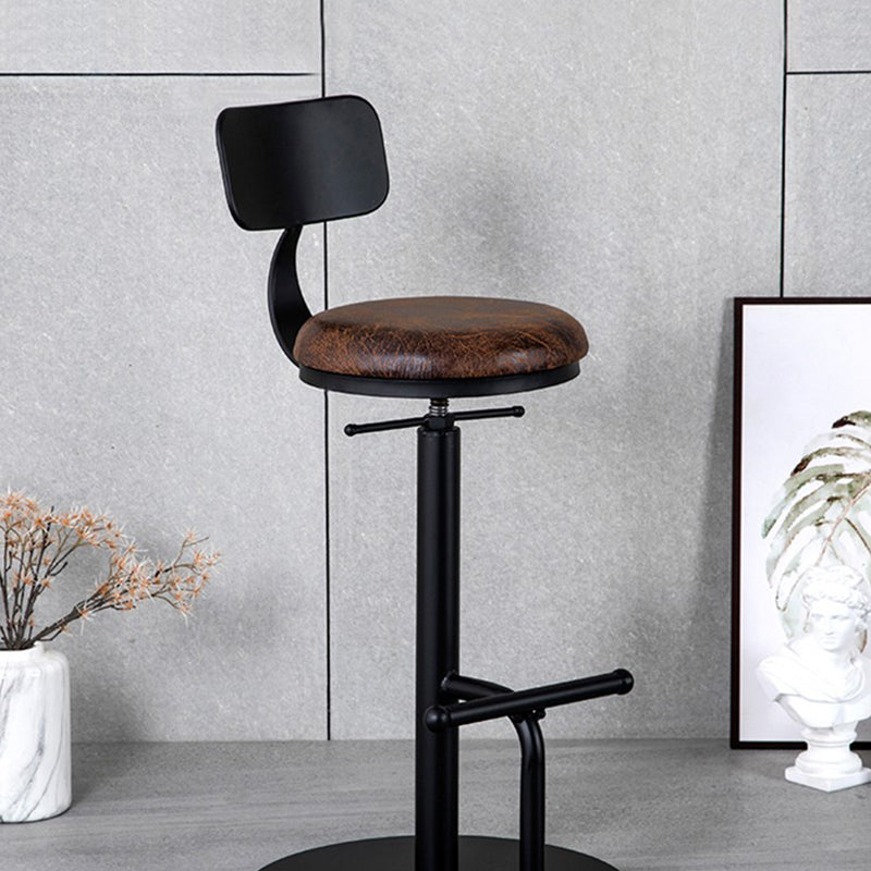 Metal Adjustable Height Bar Stool Industrial Armless Bar Stool with Footrest