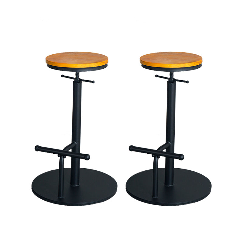 Metal Adjustable Height Bar Stool Industrial Armless Bar Stool with Footrest