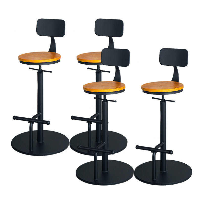 Metal Adjustable Height Bar Stool Industrial Armless Bar Stool with Footrest