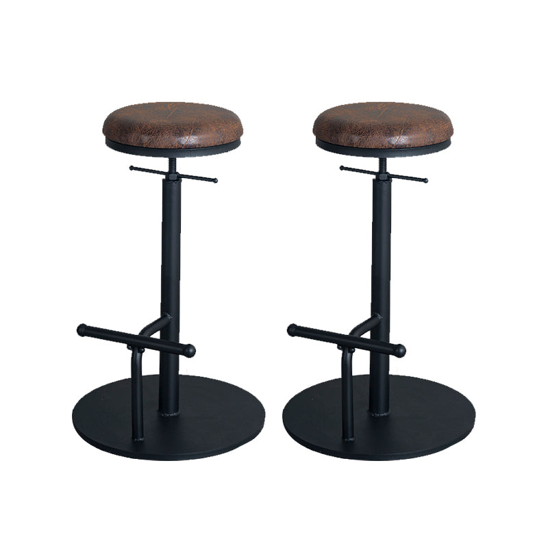 Metal Adjustable Height Bar Stool Industrial Armless Bar Stool with Footrest