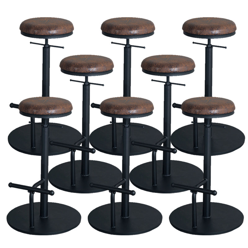 Metal Adjustable Height Bar Stool Industrial Armless Bar Stool with Footrest