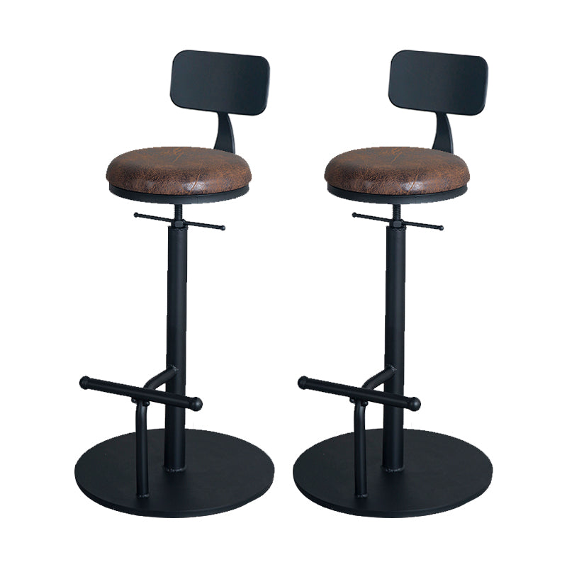 Metal Adjustable Height Bar Stool Industrial Armless Bar Stool with Footrest