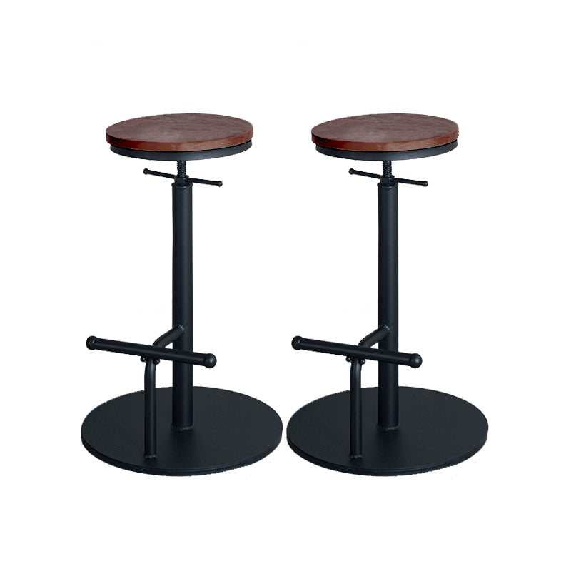 Metal Adjustable Height Bar Stool Industrial Armless Bar Stool with Footrest