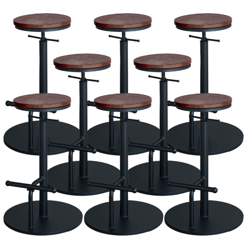 Metal Adjustable Height Bar Stool Industrial Armless Bar Stool with Footrest