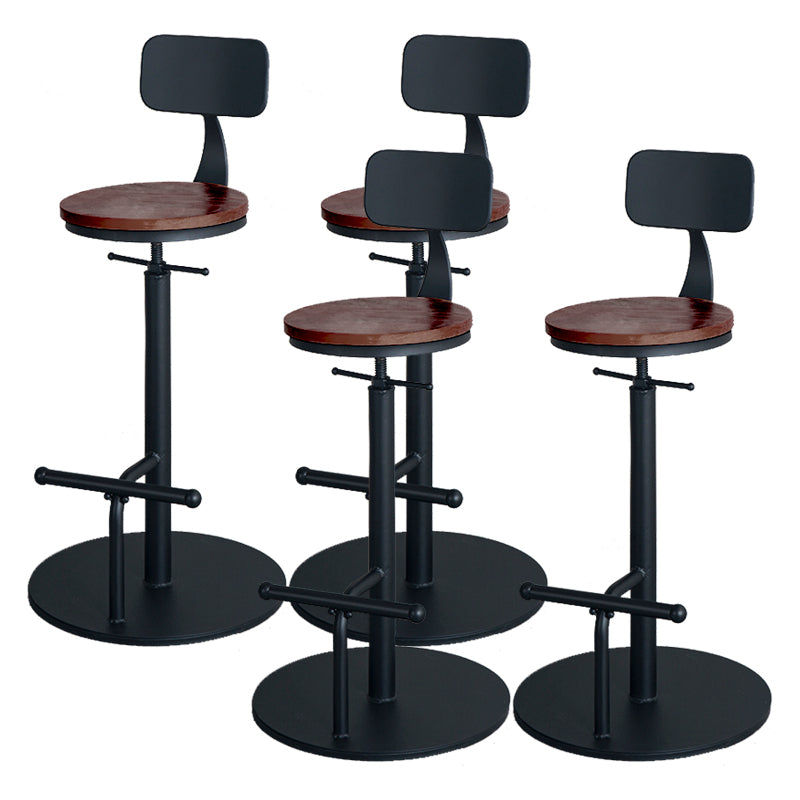 Metal Adjustable Height Bar Stool Industrial Armless Bar Stool with Footrest