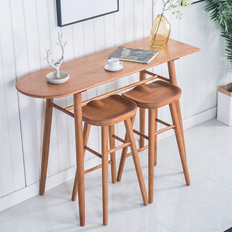 Industrial Armless Bar Stools Solid Wood Dining Stool with Footrest