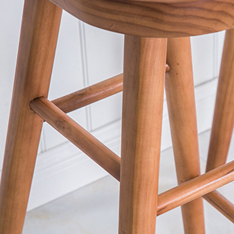 Industrial Armless Bar Stools Solid Wood Dining Stool with Footrest