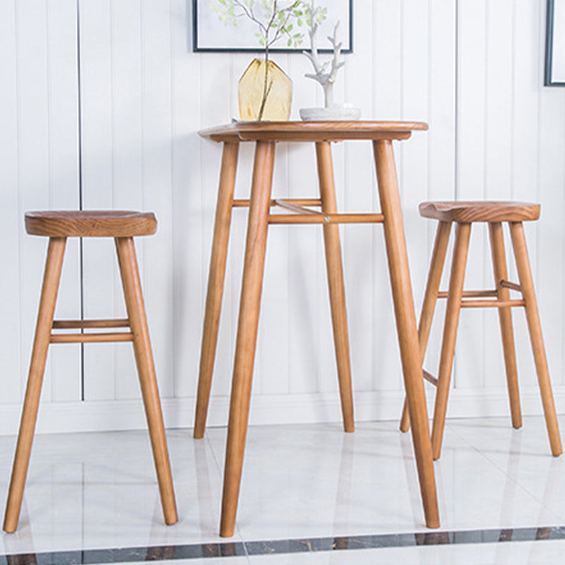 Industrial Armless Bar Stools Solid Wood Dining Stool with Footrest