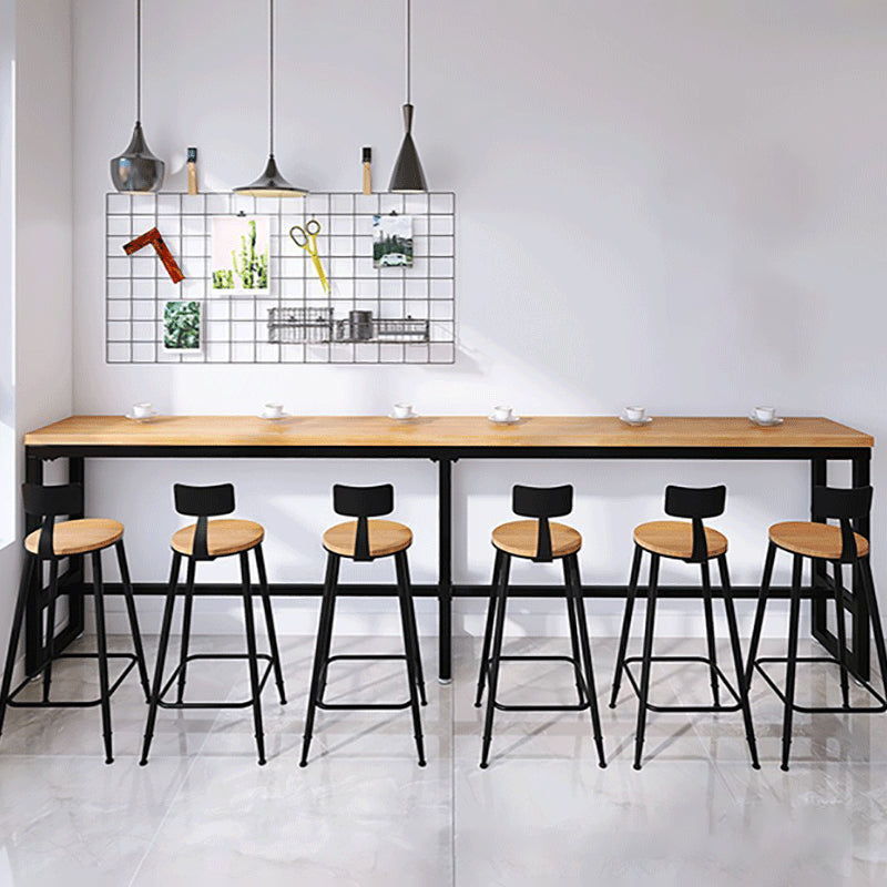 Industrial Bar Table Bar Height Rectangle Solid Wood Pub Table for Home