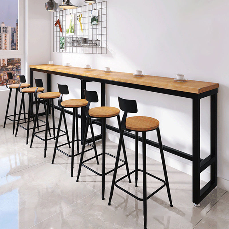 Industrial Bar Table Bar Height Rectangle Solid Wood Pub Table for Home