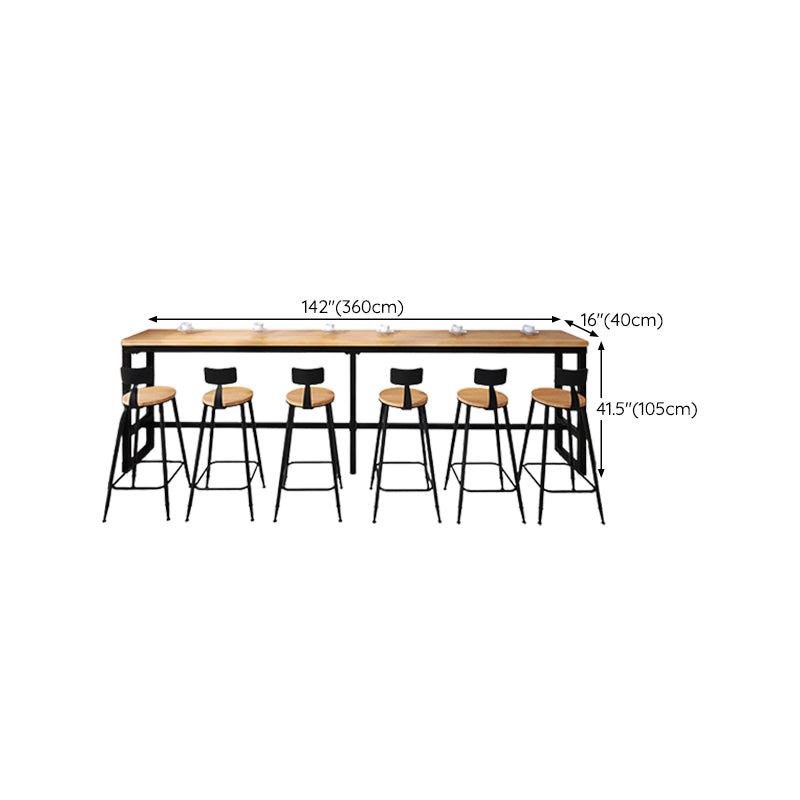 Industrial Bar Table Bar Height Rectangle Solid Wood Pub Table for Home