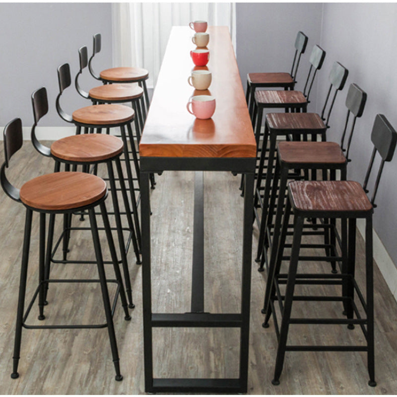 Wood Top Table Industrial Style Bistro Pub Table for Dining Room