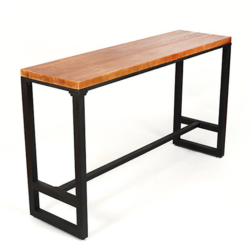 Wood Top Table Industrial Style Bistro Pub Table for Dining Room