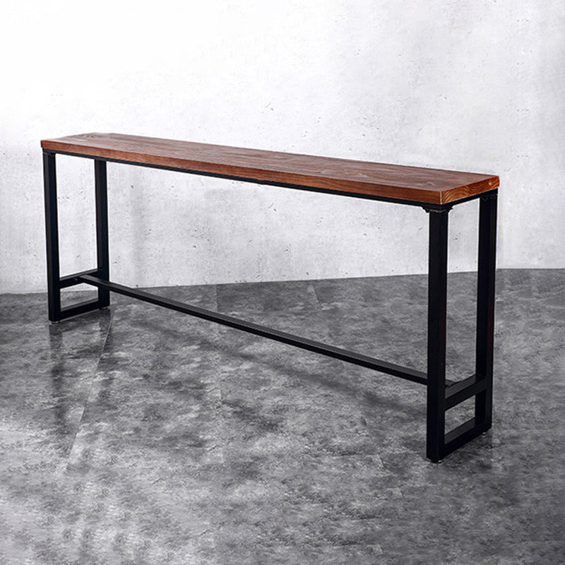 Black Rectangular Bar-height Table Solid Wood Top Bistro Pub Table