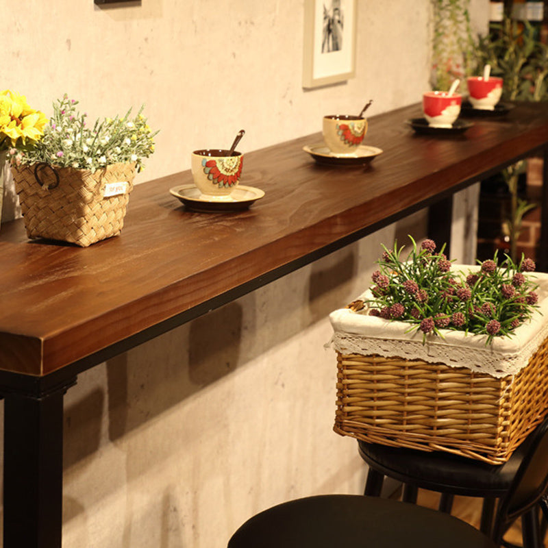 Black Rectangular Bar-height Table Solid Wood Top Bistro Pub Table