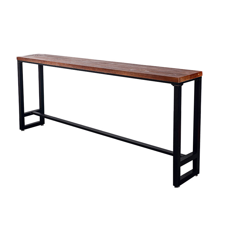 Black Rectangular Bar-height Table Solid Wood Top Bistro Pub Table