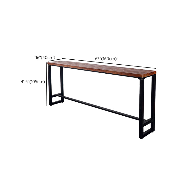 Black Rectangular Bar-height Table Solid Wood Top Bistro Pub Table