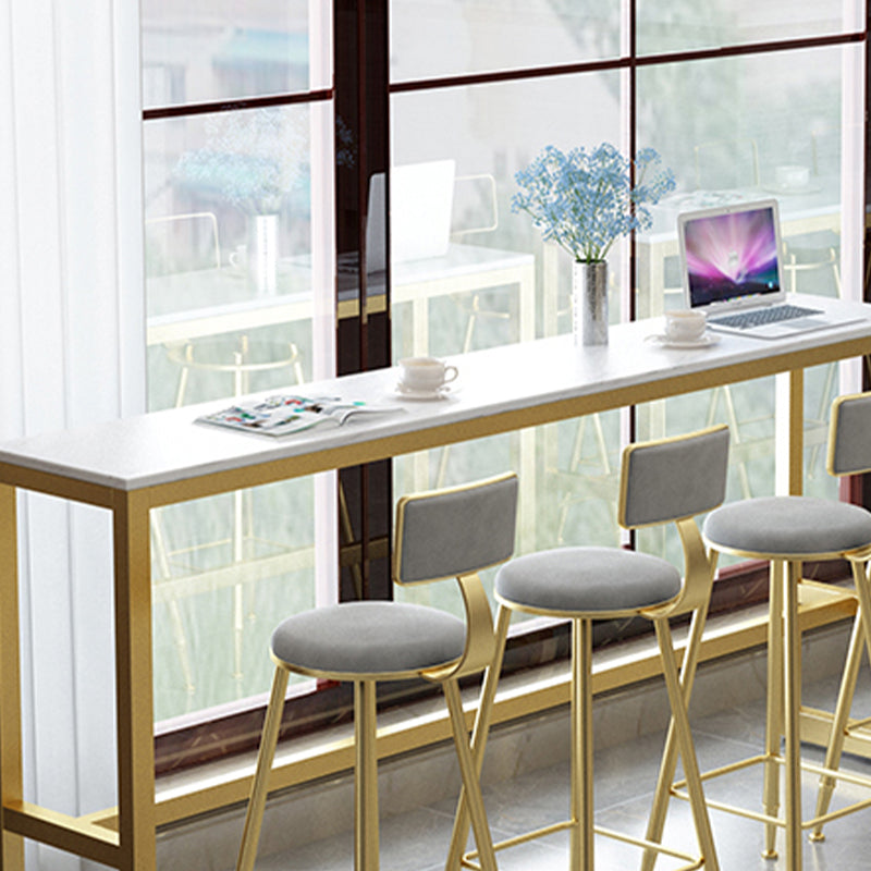 Modern Bar-height Table FauxMarble Top Bistro Bar Table with Metal Base