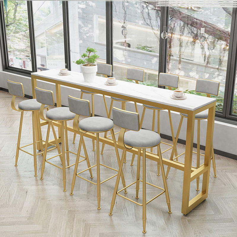 Modern Bar-height Table FauxMarble Top Bistro Bar Table with Metal Base